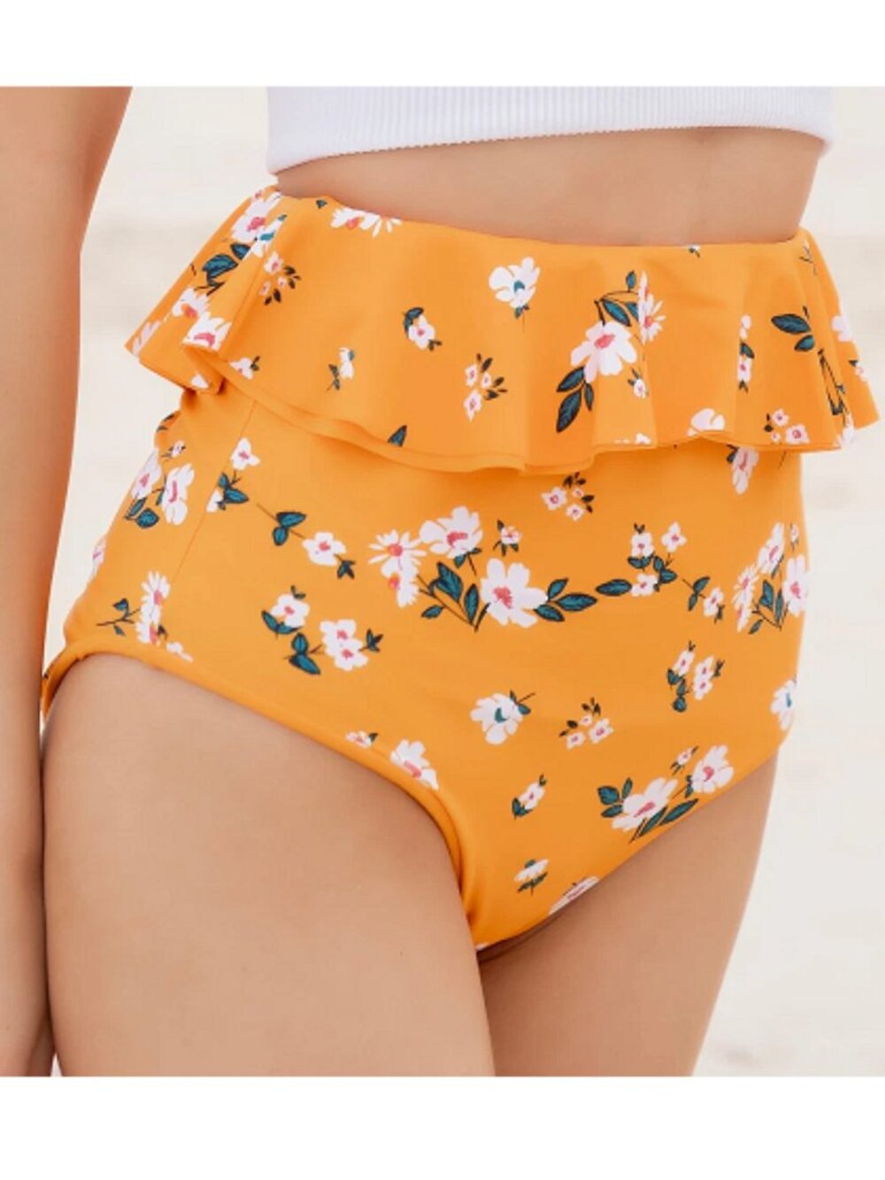 Coral Reef Swim Reversible "Cabana" Bottoms in Mango/ Floral